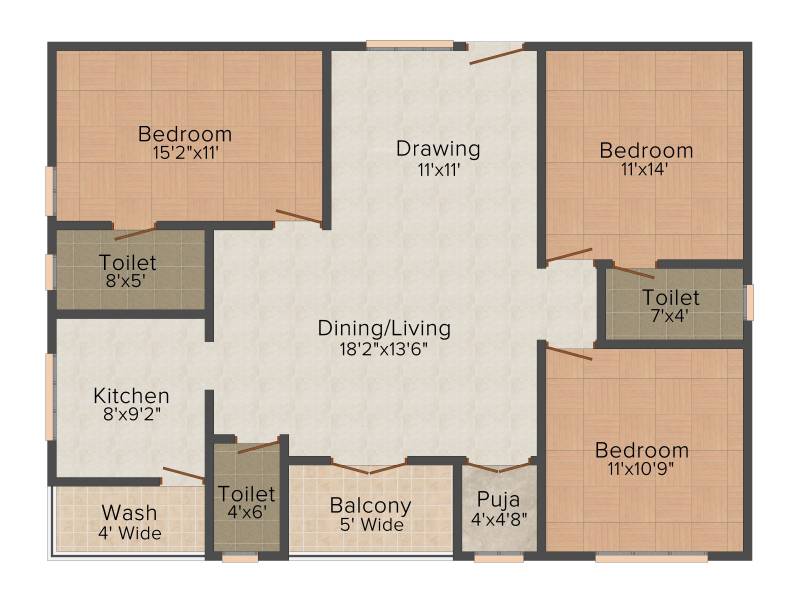 Spectra Metro Heights (2BHK+3T (1567 sq ft) 1567 sq ft)