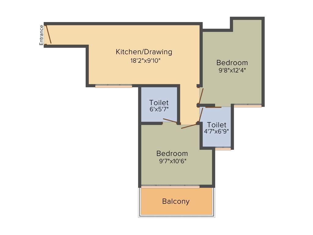 ROF Aalayas (2BHK+2T (597 sq ft) 597 sq ft)