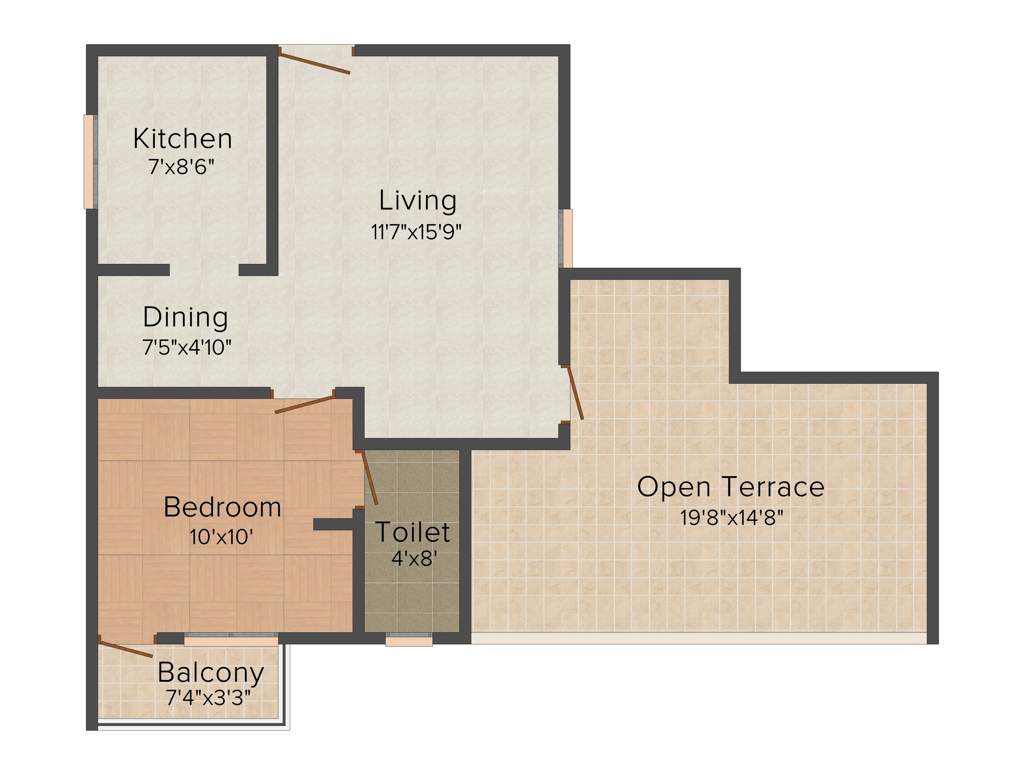 RKN Akrithi (1BHK+1T (615 sq ft) 615 sq ft)