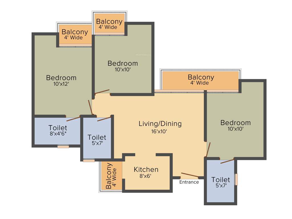 Ajnara Sports City Villas (3BHK (1195 sq ft) 1195 sq ft)