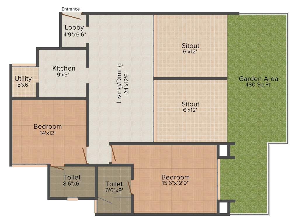 Marvel Piazza Phase 01 (2BHK+2T (1230 sq ft) 1230 sq ft)
