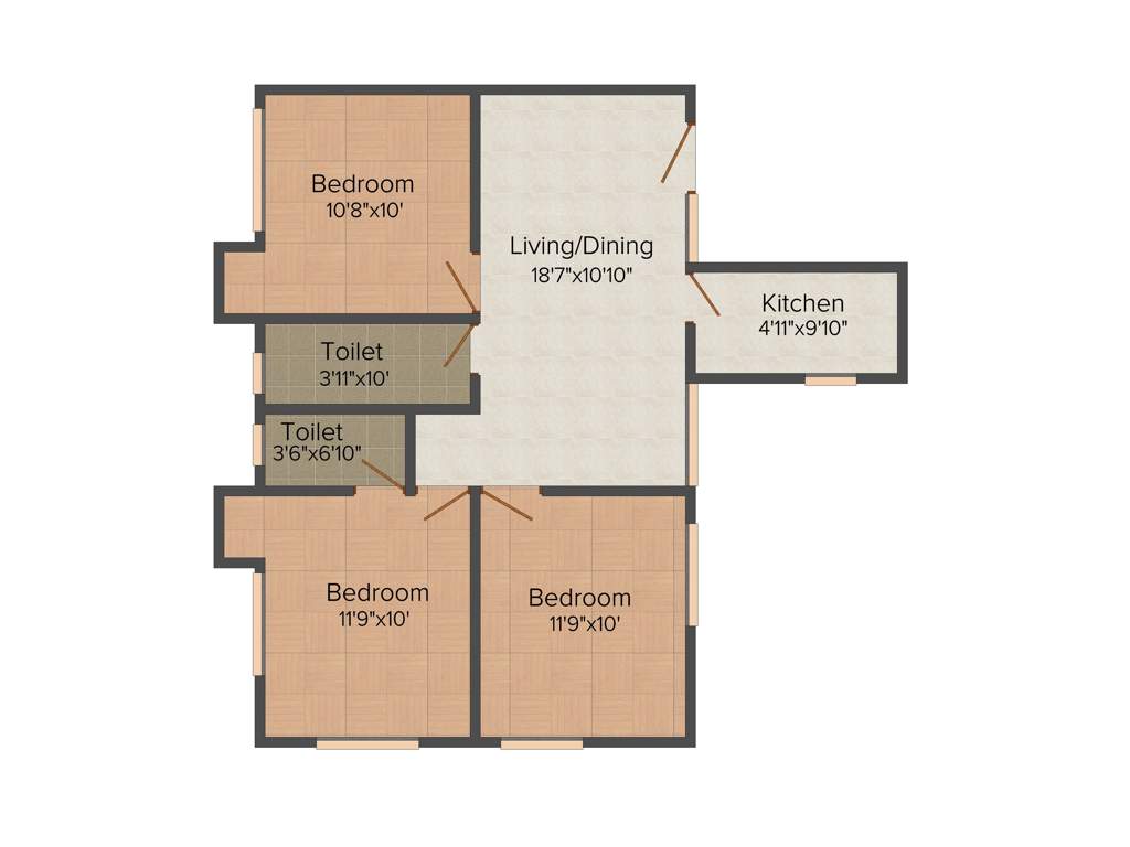 Orion Garden View (3BHK+2T (948 sq ft) 948 sq ft)