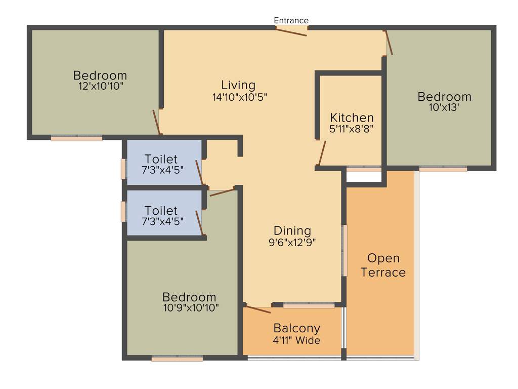 Starlite Sunny Crest (3BHK+2T (1308 sq ft) 1308 sq ft)