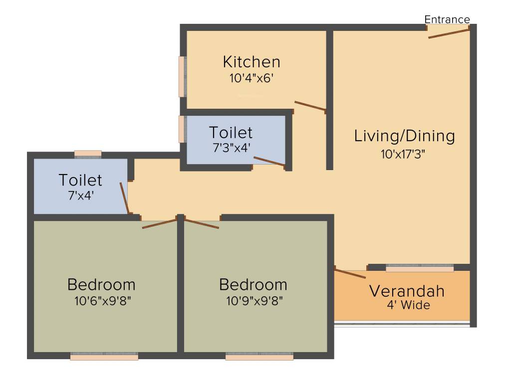Starlite Sunny Crest (2BHK+2T (968 sq ft) 968 sq ft)