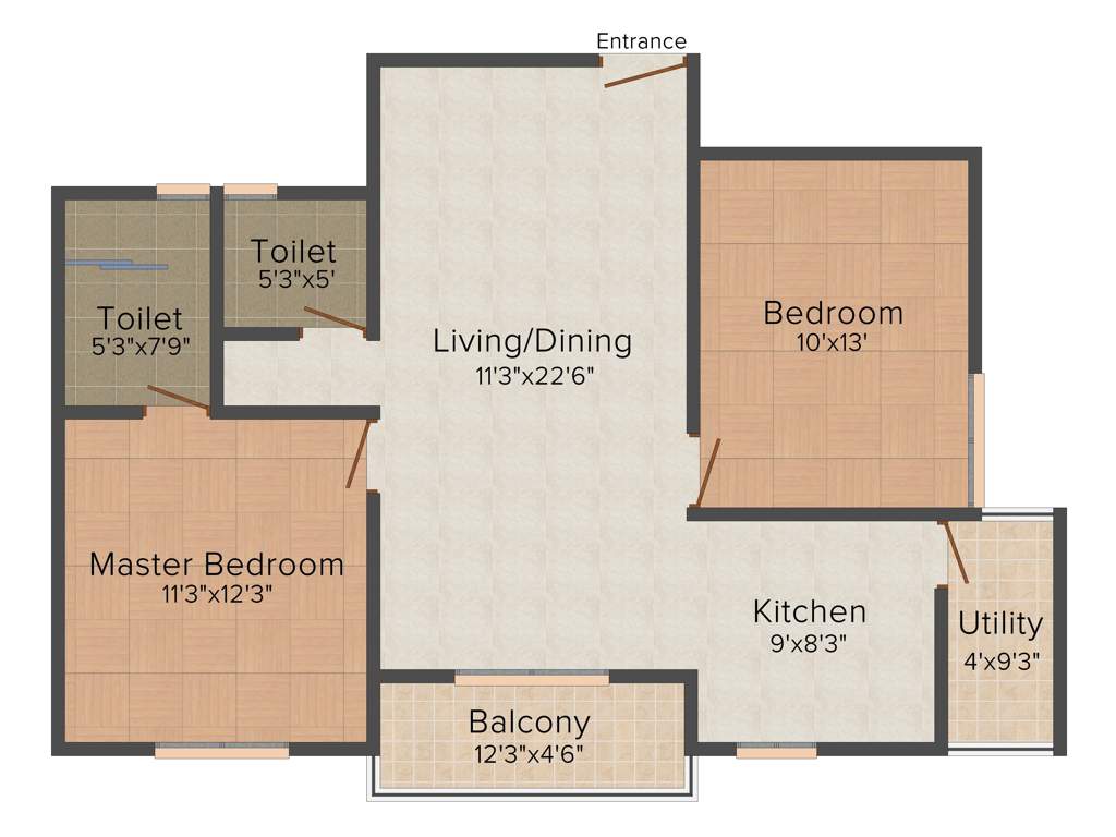 Shabari SS South Crest (2BHK+2T (1020 sq ft) 1020 sq ft)