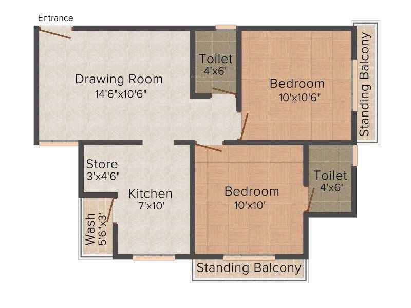 Madhuram Sky (2BHK+2T (972 sq ft) 972 sq ft)