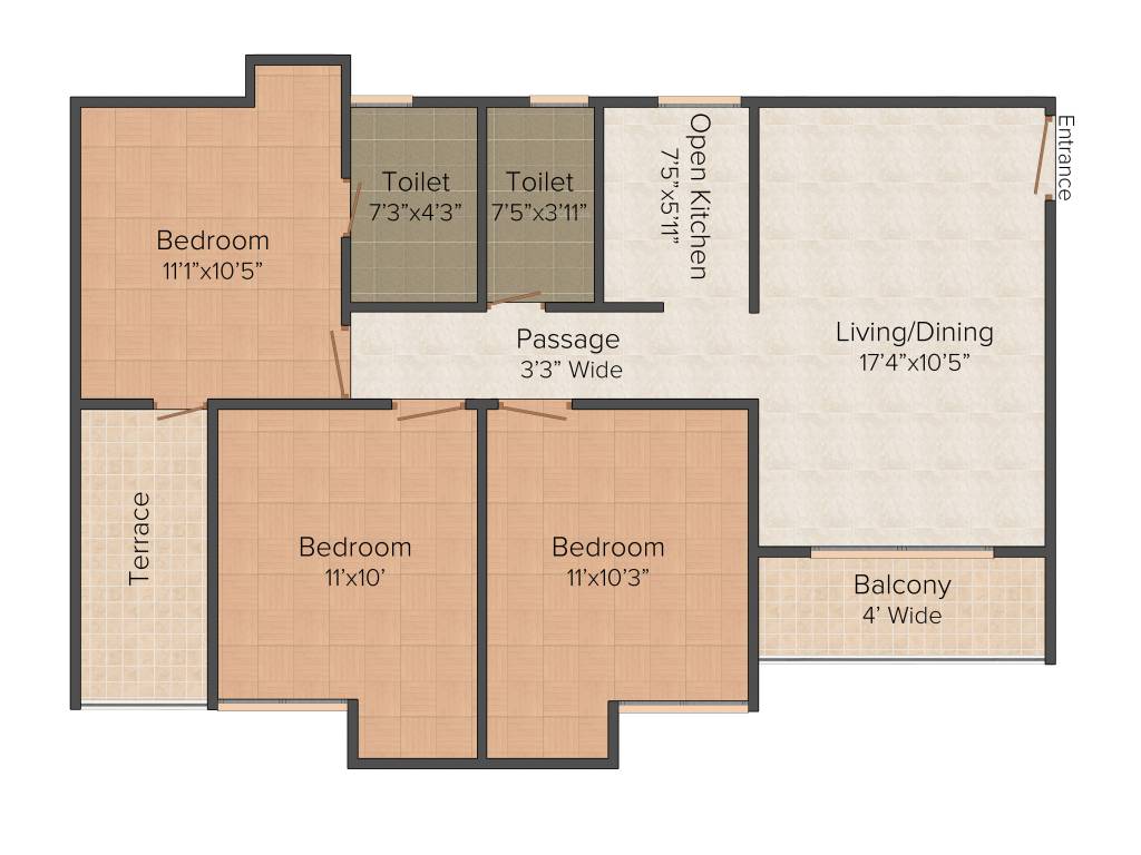 Purti Planet (3BHK+2T (1165 sq ft) 1165 sq ft)