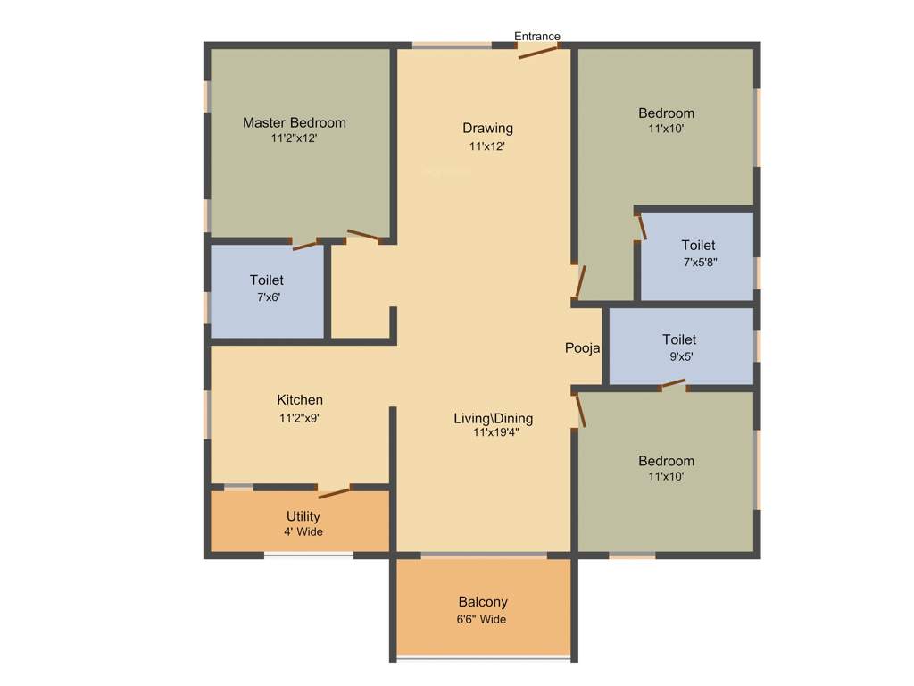 Alekhya Palm Woods (3BHK+3T (1,550 sq ft) 1550 sq ft)