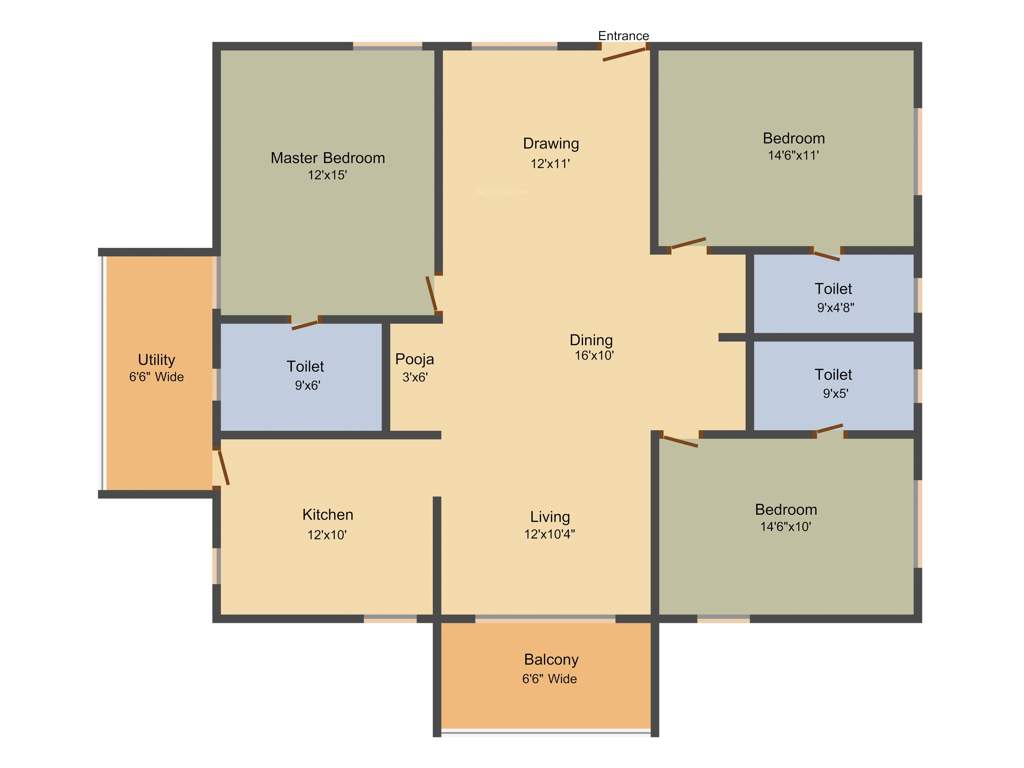 Alekhya Palm Woods (3BHK+3T (1,865 sq ft) 1865 sq ft)