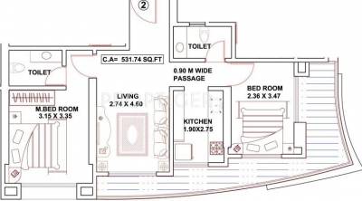 Rubberwala Shafi Castle (2BHK+2T (531 sq ft) 531 sq ft)