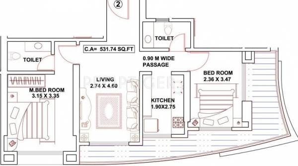 Rubberwala Shafi Castle (2BHK+2T (531 sq ft) 531 sq ft)