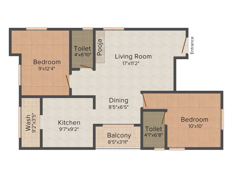 Rajparis Crystal Spring II (2BHK+2T (1035 sq ft) 1035 sq ft)