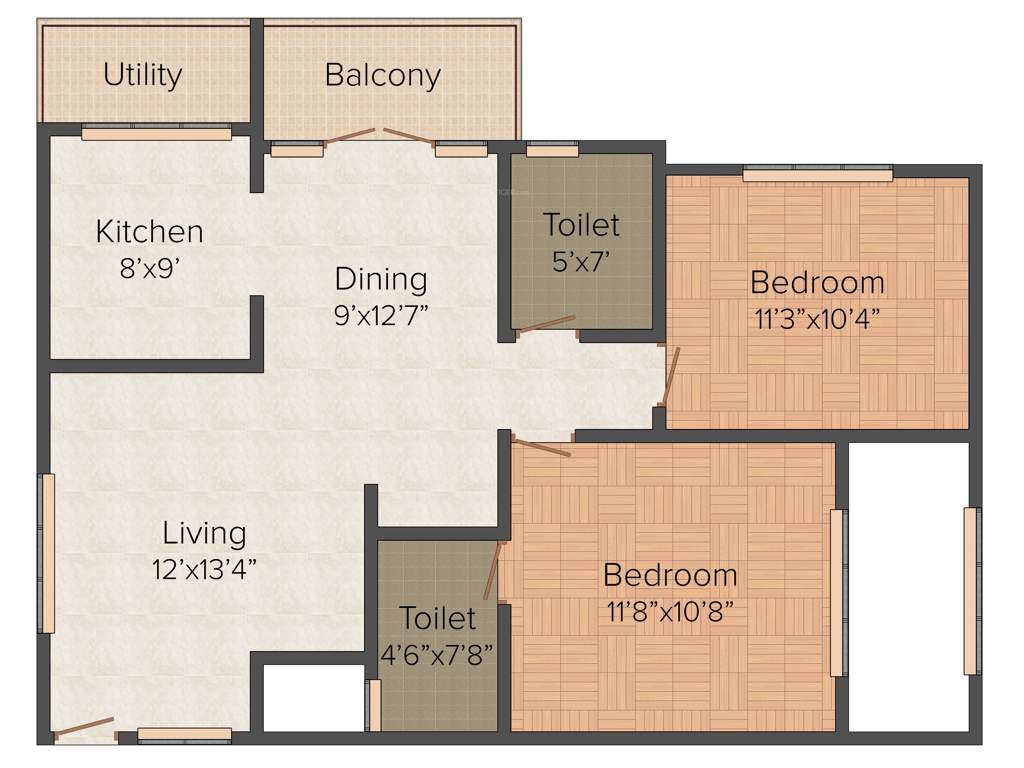 My Home The Greens SLR Cassia Court (2BHK+2T (1061 sq ft) 1061 sq ft)