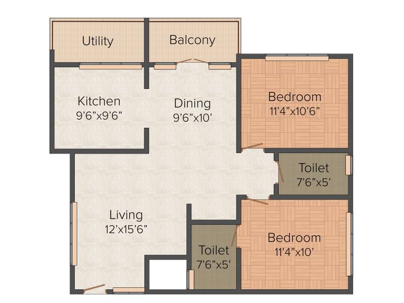 My Home The Greens SLR Cassia Court (2BHK+2T (1193 sq ft) 1193 sq ft)