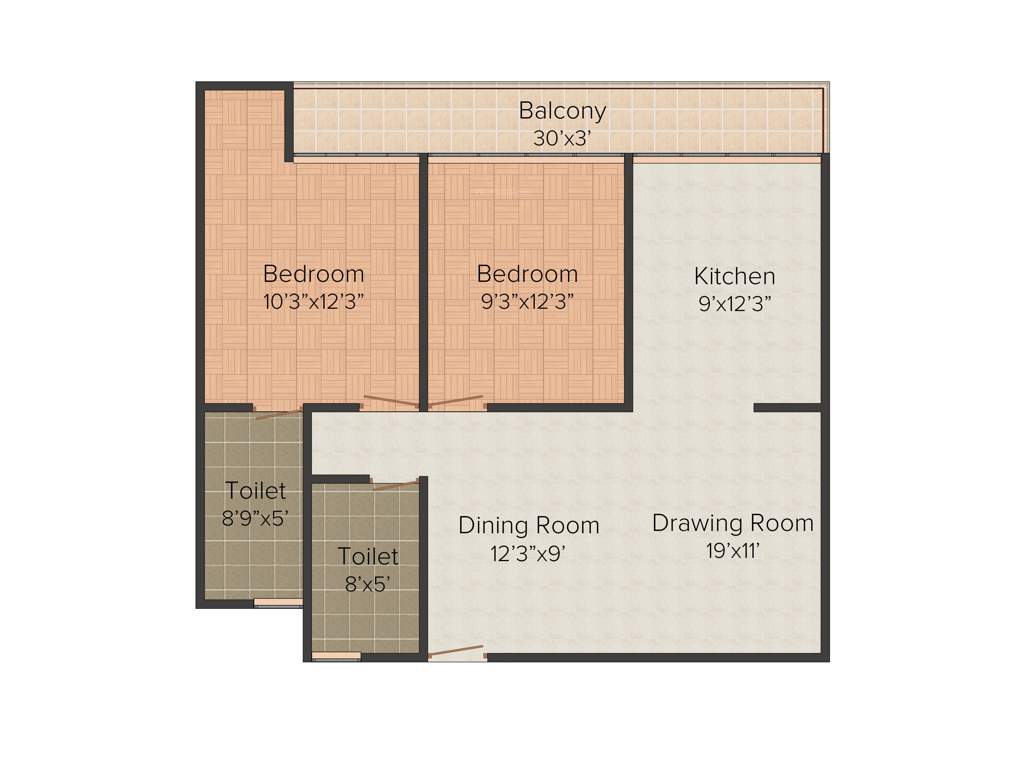 ABCZ East Sapphire (2BHK+2T (1070 sq ft) 1070 sq ft)