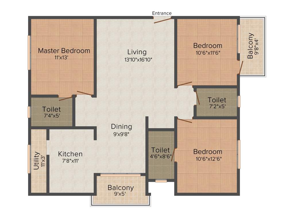 LNS Pride (3BHK+3T (1435 sq ft) 1435 sq ft)