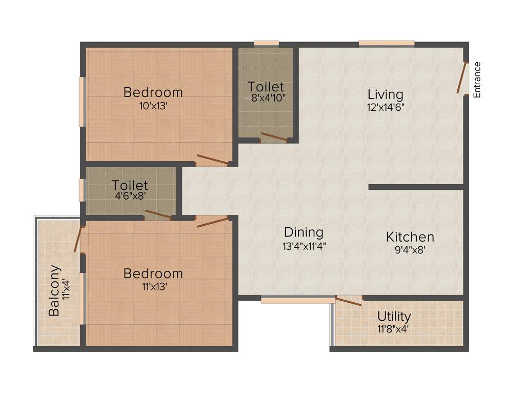 Vandana Eastwood (2BHK+2T (1160 sq ft) 1160 sq ft)