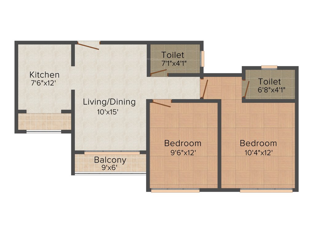 Srishti Harmony III Phase 1 (2BHK+2T (612 sq ft) 612 sq ft)
