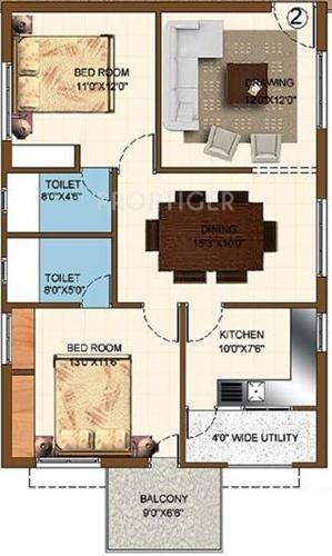 Sri Fortune Heights (2BHK+2T (1,140 sq ft) 1140 sq ft)