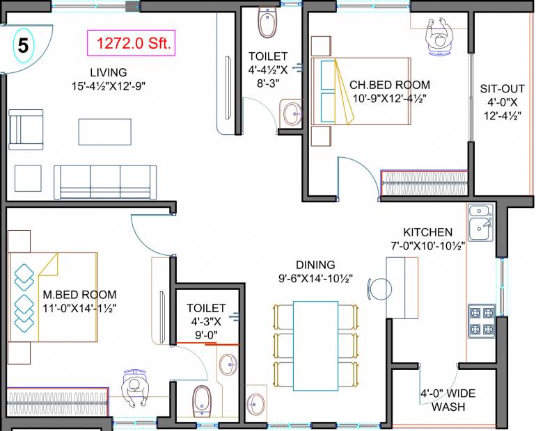 Fortune Green Golden Oriole (2BHK+2T (1,272 sq ft) 1272 sq ft)