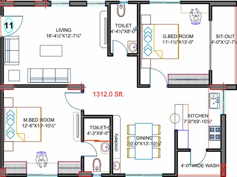 Fortune Green Golden Oriole (2BHK+2T (1,312 sq ft) 1312 sq ft)