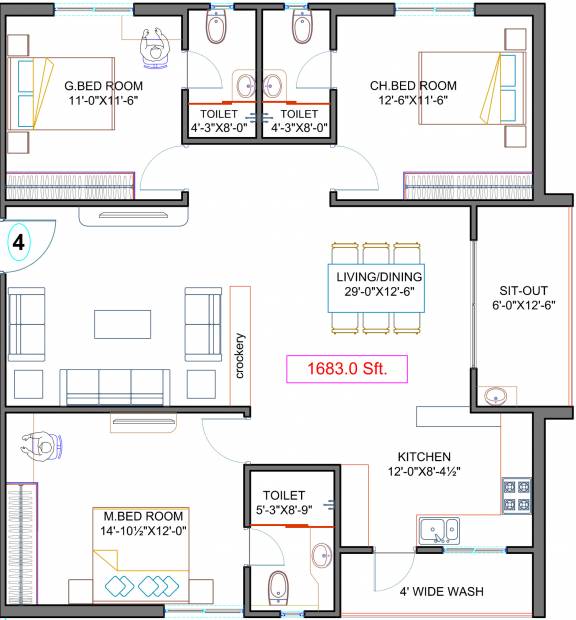 Fortune Green Golden Oriole (3BHK+3T (1,683 sq ft) 1683 sq ft)