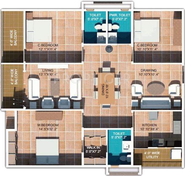 Srinivasa Sri Amethyst Apartments (3BHK+3T (1,827 sq ft) 1827 sq ft)