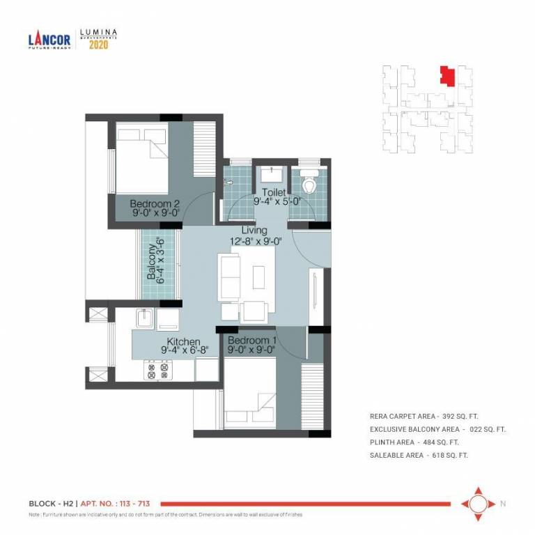 Lancor Lumina 2020 (2BHK+2T (618 sq ft) 618 sq ft) Lancor Lumina 2020 (2BHK+2T (618 sq ft) 618 sq ft)