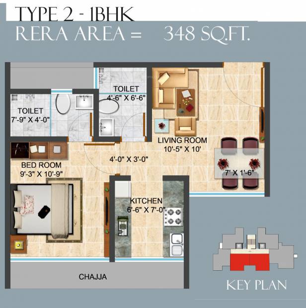 A M Aim Residency 1 (1BHK+2T (348 sq ft) 348 sq ft)
