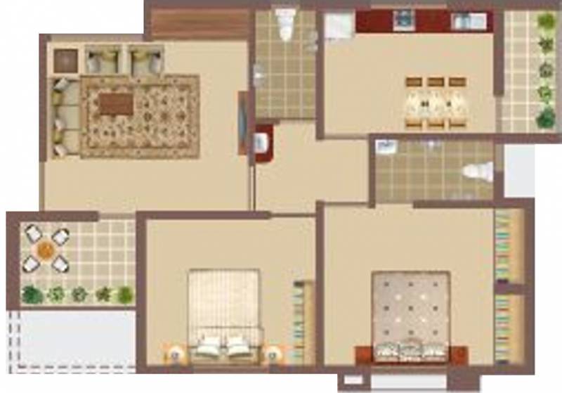 Rathi Saimaya Apartment (2BHK+2T (970 sq ft) 970 sq ft)