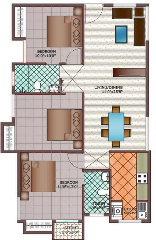 Suvastu Suvastu Serene (2BHK+3T (800 sq ft) 800 sq ft)