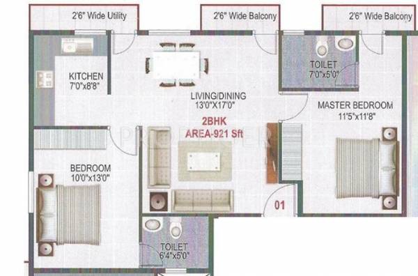 AR Lalithya August (2BHK+2T (921 sq ft) 921 sq ft)