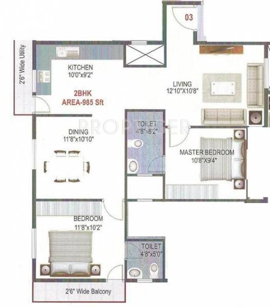 AR Lalithya August (2BHK+2T (985 sq ft) 985 sq ft)