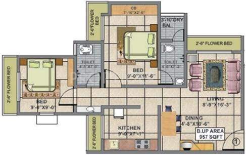 Shree Shree Vrushti (1BHK+2T (927 sq ft) 927 sq ft)