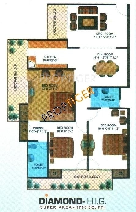 Himalaya Tower (3BHK+2T (1,708 sq ft) 1708 sq ft)