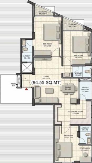Bhojani Malati Apartment (3BHK+3T (1,017.73 sq ft) 1017.73 sq ft)