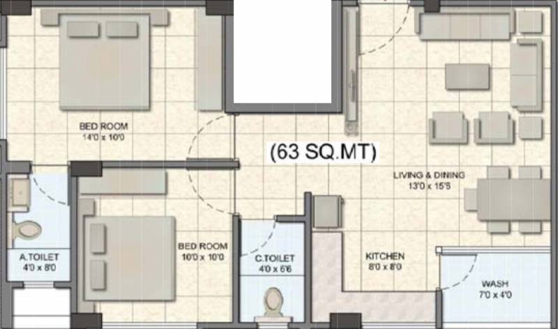 Bhojani Malati Apartment (2BHK+2T (678.13 sq ft) 678.13 sq ft)