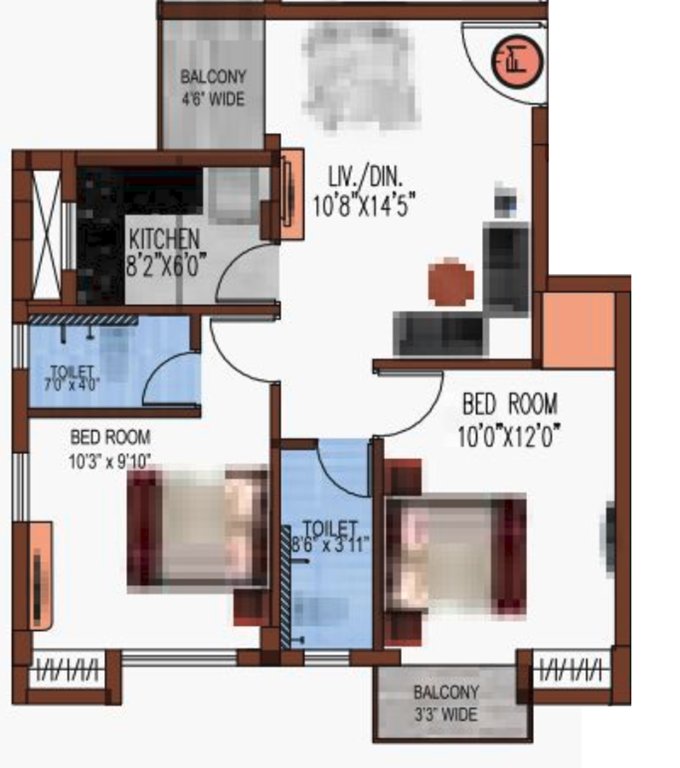 Eden Tolly Gardenia (2BHK+2T (1,200 sq ft) 1200 sq ft)