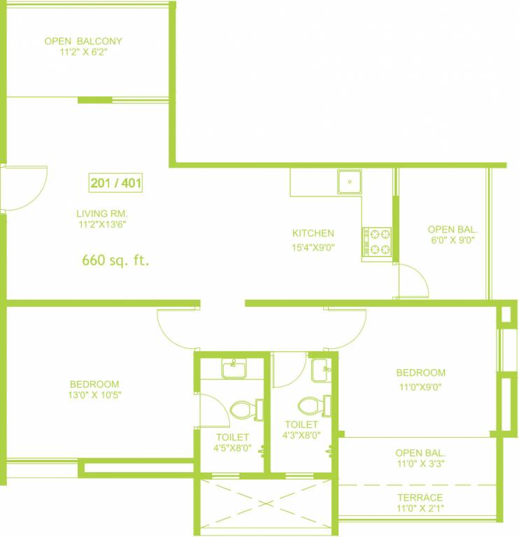 Prathamesh Amrutyog (2BHK+2T (660.04 sq ft) 660.04 sq ft)