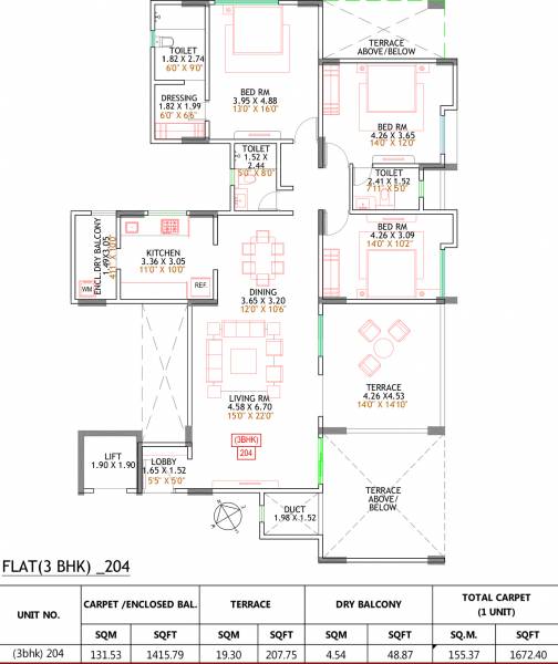 Atul Westernhills Phase 1 D6 (3BHK+3T (1,672.39 sq ft) 1672.39 sq ft)