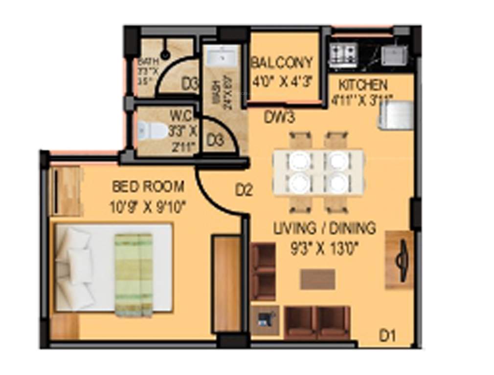 Eden Meghbalika (1BHK+1T (440 sq ft) 440 sq ft)
