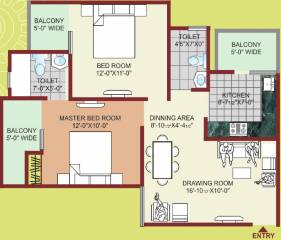 M R Heritage Tower (2BHK+2T (1,110 sq ft) 1110 sq ft)