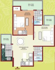 M R Heritage Tower (2BHK+2T (960 sq ft) 960 sq ft)