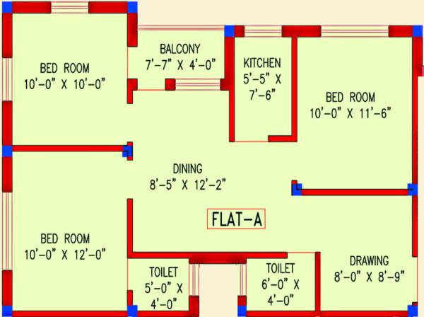 Amrita Sweta Apartment (2BHK+2T (1,060 sq ft) + Study Room 1060 sq ft)