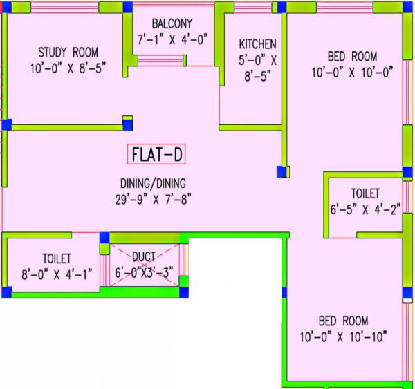 Amrita Sweta Apartment (3BHK+2T (1,069 sq ft) 1069 sq ft)