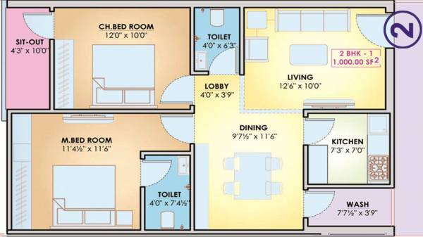 K K Enclave (2BHK+2T (1,000 sq ft) 1000 sq ft)
