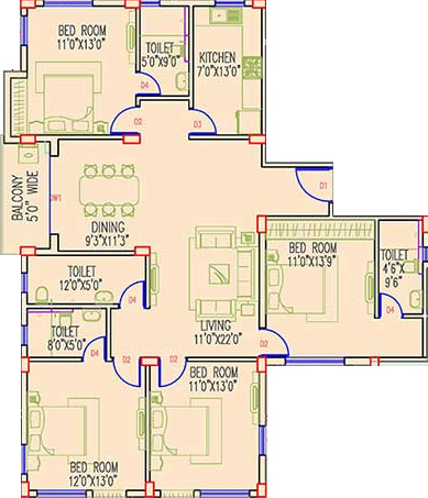 Sandhu Ekam Solace (4BHK+4T (2,060 sq ft) 2060 sq ft)