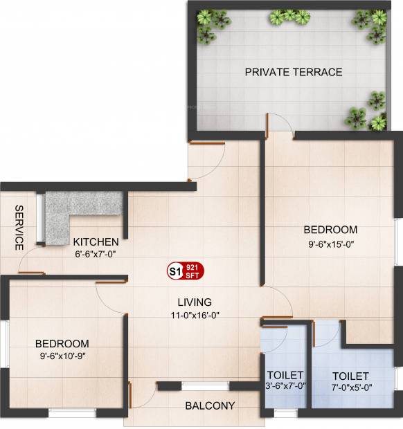 Asset ATH Majestic (2BHK+2T (921 sq ft) 921 sq ft)