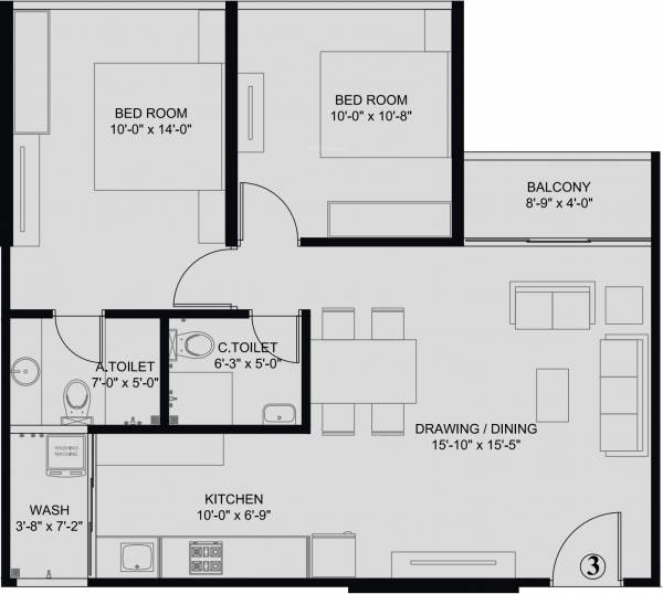 Sangath Pure By Sangath IPL (2BHK+2T (712 sq ft) 712 sq ft)