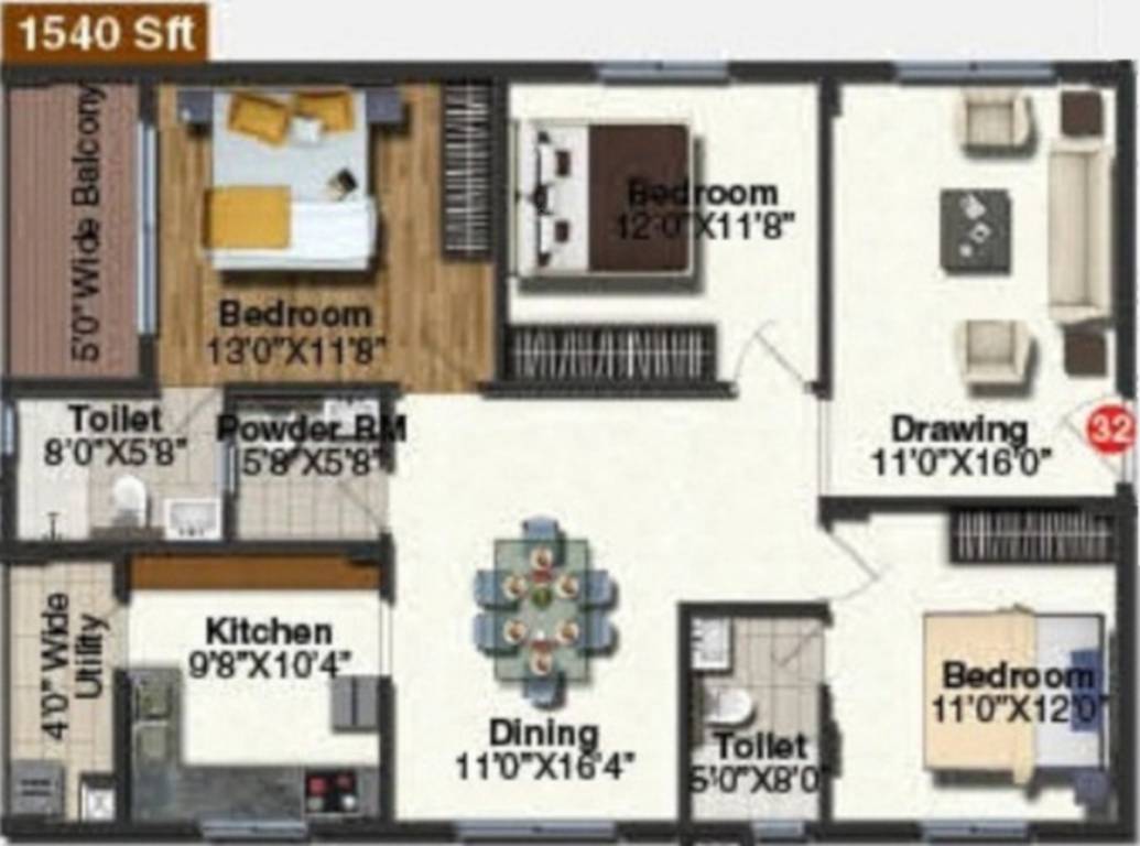 Pavani Sarovar Phase 2 (3BHK+3T (1,540 sq ft) 1540 sq ft) Pavani Sarovar Phase 2 (3BHK+3T (1,540 sq ft) 1540 sq ft)